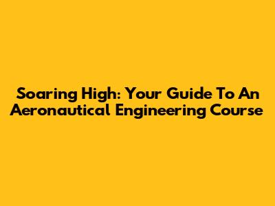 Soaring High: Your Guide To An Aeronautical Engineering Course