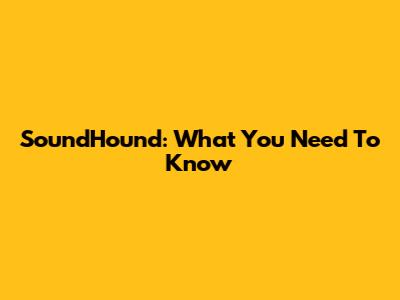 SoundHound: What You Need To Know
