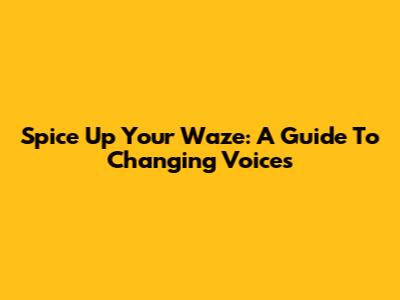 Spice Up Your Waze: A Guide To Changing Voices