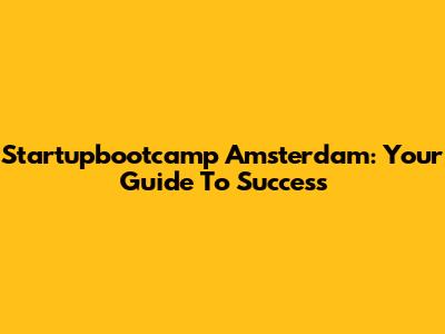 Startupbootcamp Amsterdam: Your Guide To Success