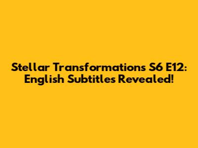 Stellar Transformations S6 E12: English Subtitles Revealed!