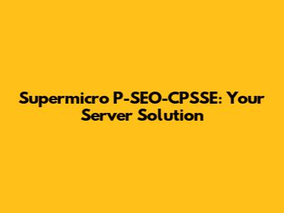 Supermicro P-SEO-CPSSE: Your Server Solution