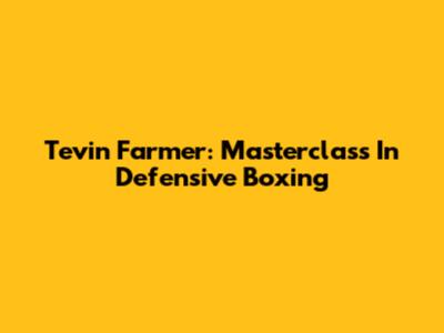 Tevin Farmer: Masterclass In Defensive Boxing