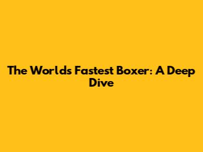 The World's Fastest Boxer: A Deep Dive
