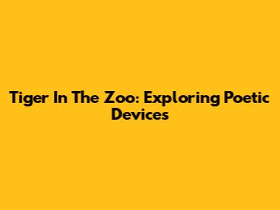 Tiger In The Zoo: Exploring Poetic Devices