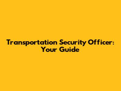 Transportation Security Officer: Your Guide