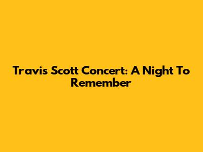 Travis Scott Concert: A Night To Remember