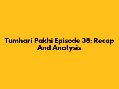 Tumhari Pakhi Episode 38: Recap And Analysis