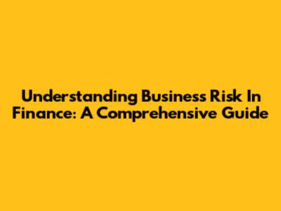 Understanding Business Risk In Finance: A Comprehensive Guide