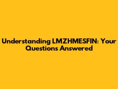 Understanding LMZHMESFIN: Your Questions Answered