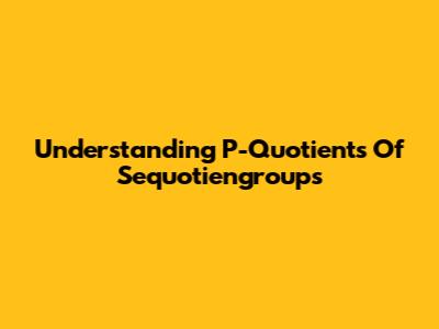 Understanding P-Quotients Of Sequotiengroups