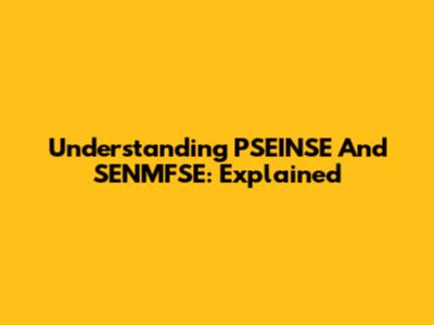 Understanding PSEINSE And SENMFSE: Explained
