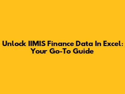Unlock IIMIS Finance Data In Excel: Your Go-To Guide
