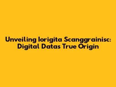 Unveiling Iorigita Scanggrainisc: Digital Data's True Origin
