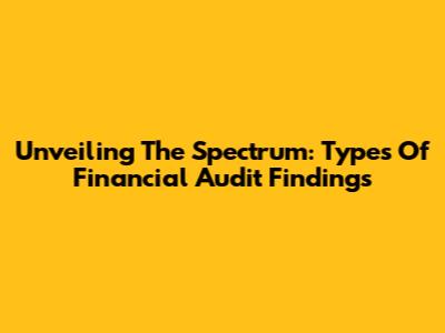 Unveiling The Spectrum: Types Of Financial Audit Findings