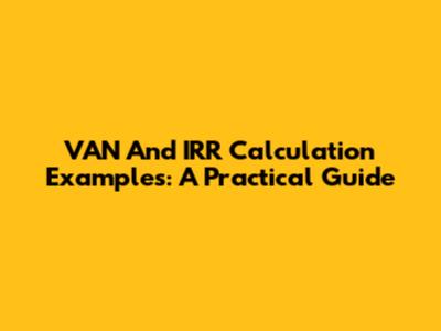 VAN And IRR Calculation Examples: A Practical Guide