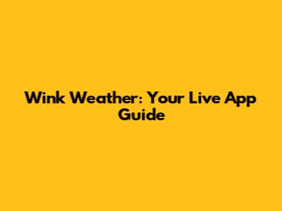 Wink Weather: Your Live App Guide